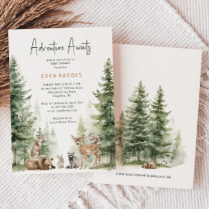 Invitación Woodland Animals Adventure espera Baby Shower
