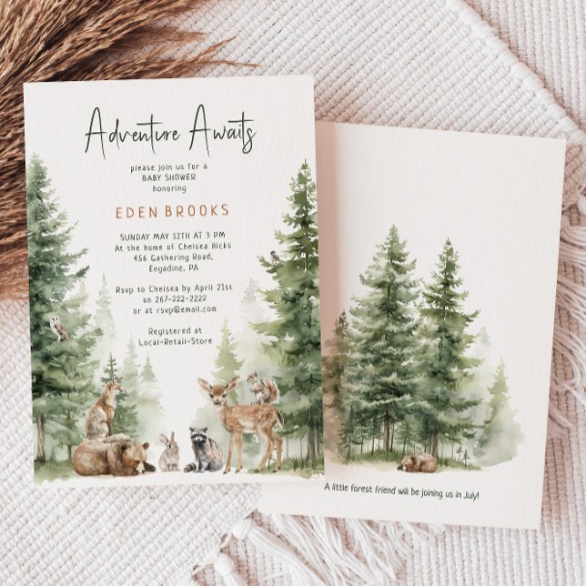 Invitación Woodland Animals Adventure espera Baby Shower (Subido por el creador)