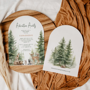 Invitación Woodland Animals Adventure espera el arco de Baby 