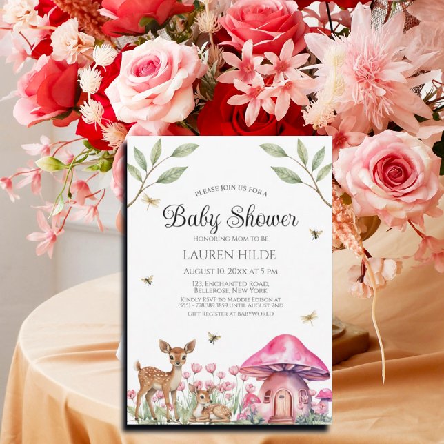 Invitación Woodland Animals and Fairy Mushrooms Baby Shower (Subido por el creador)