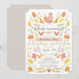 Invitación Woodland Animals Autumn Foliage Baby Shower
