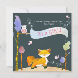 Invitación Woodland Animals Baby Girl Baby Shower