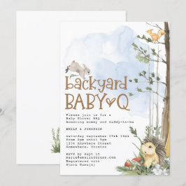 Invitación Woodland Animals Baby Q Backyard Baby Shower