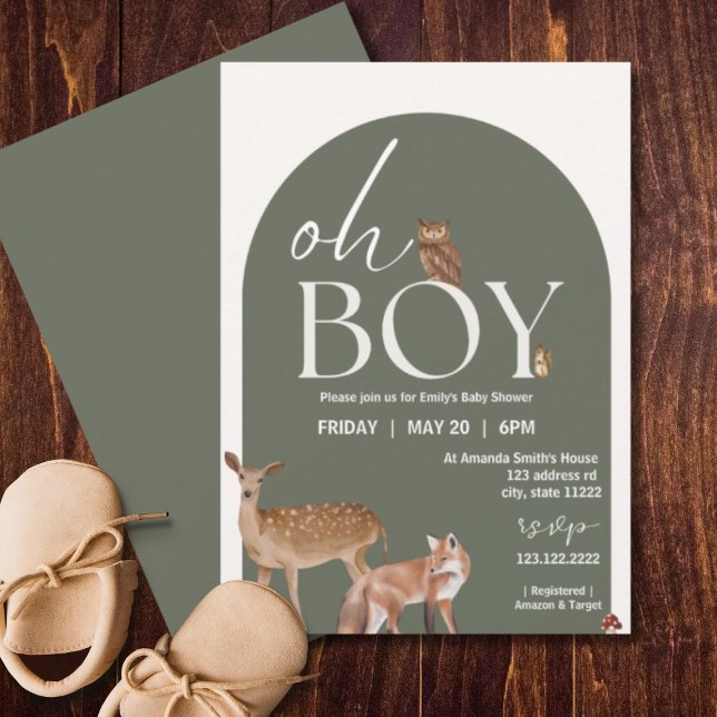 Invitación Woodland Animals Baby Shower, Baby Boy (Subido por el creador)
