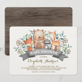 Invitación Woodland Animals Baby Shower| Bosque caprichoso