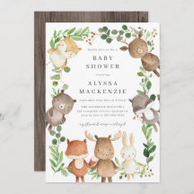 Woodland Animals Baby Shower Invitation