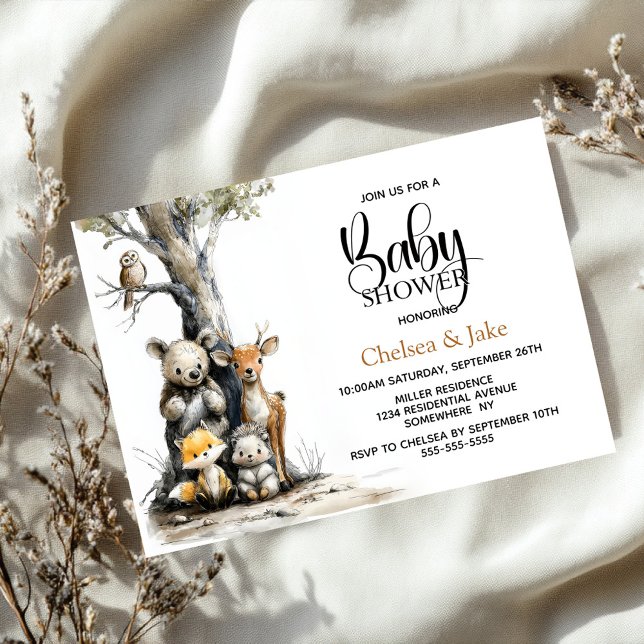 Invitación Woodland Animals Baby Shower Invitation (Subido por el creador)