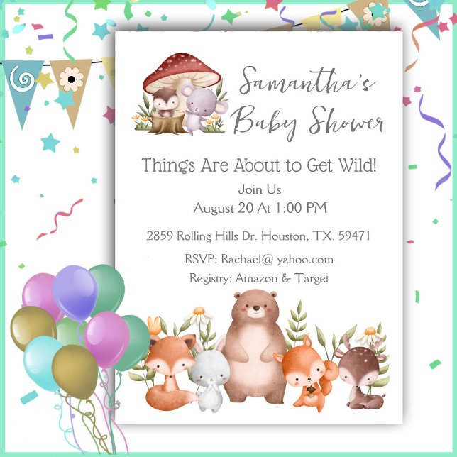 Invitación Woodland Animals Baby Shower Invitation (Subido por el creador)