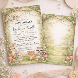 Invitación Woodland Animals Baby Shower Invitation Background