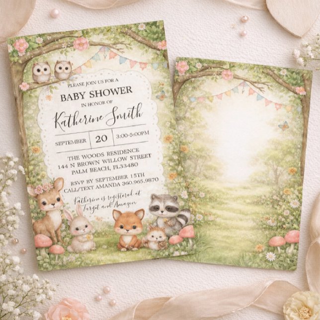 Invitación Woodland Animals Baby Shower Invitation Background (Subido por el creador)