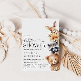 Invitación Woodland Animals Baby Shower moderno