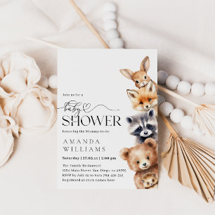 Invitación Woodland Animals Baby Shower moderno