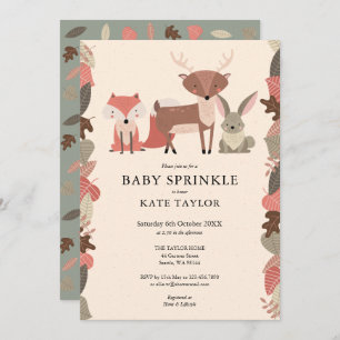 Invitación Woodland Animals Baby Sprinkle Shower