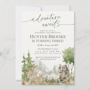 Invitación Woodland Animals Birthday Party Woodsy