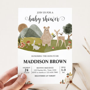 Invitación Woodland Animals Boho Baby Shower