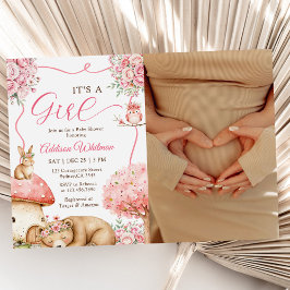 Invitación Woodland Animals Boho Girl Baby Shower Photo