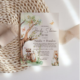 Invitación Woodland Animals Boho Por Correo Baby Shower