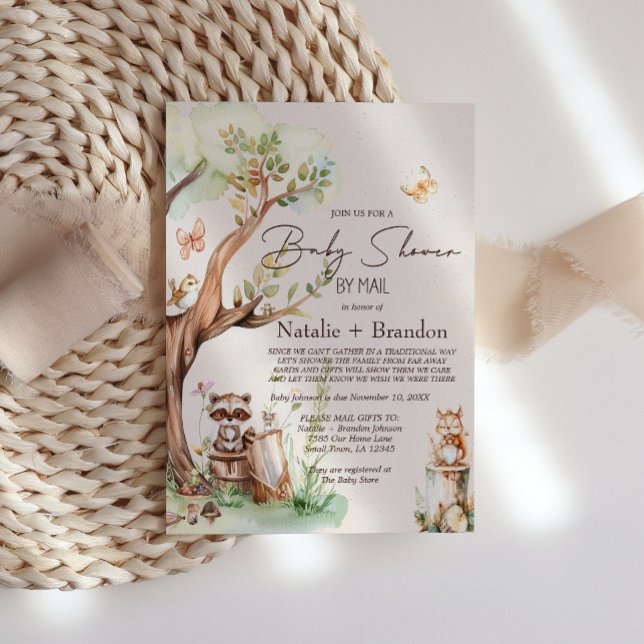 Invitación Woodland Animals Boho Por Correo Baby Shower (Subido por el creador)