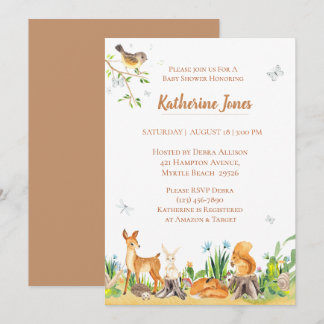 Invitación Woodland Animals Boy Baby Shower