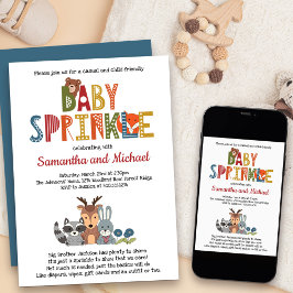 Invitación Woodland Animals Boy Baby Sprinkle Cute Forest