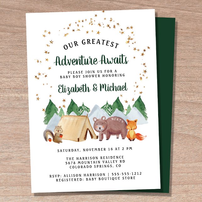 Invitación Woodland Animals Camping Parejas Baby Shower (Subido por el creador)