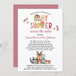 Invitación Woodland Animals Chica Baby Shower por correo