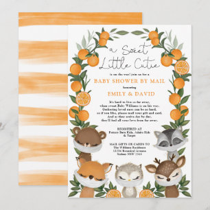Invitación Woodland Animals Citrus Naranja Baby Shower Por Co