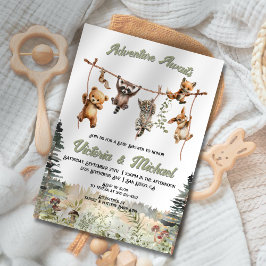 Invitación Woodland Animals Clothesline Forest Baby Shower