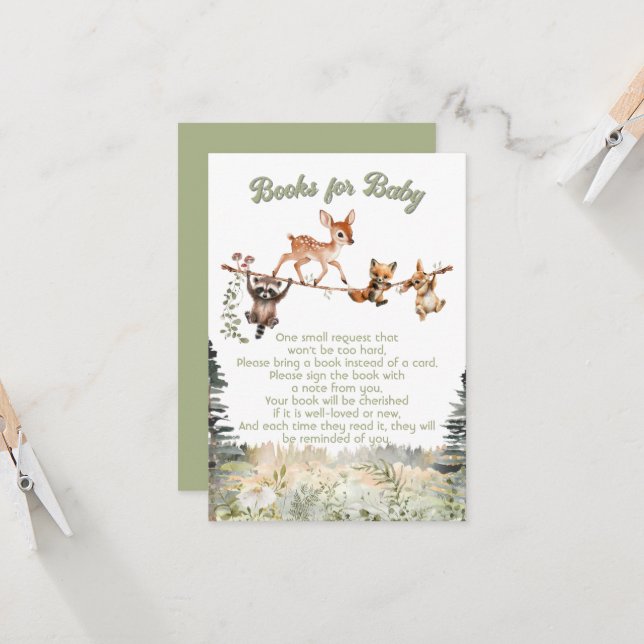 Invitación Woodland Animals Clothesline Libros forestales par (Anverso/Reverso In Situ)