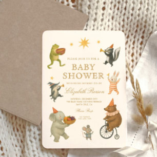 Invitación Woodland Animals Cute Circus Baby Shower