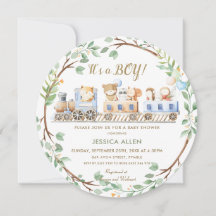 Woodland Animals Entrenan a Greenery Baby Shower  