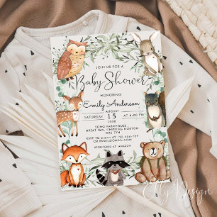 Invitación Woodland Animals Forest Baby Shower