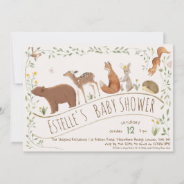 Invitación Woodland Animals Forest Friends Baby Shower