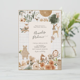 Invitación Woodland Animals Forest Friends Baby Shower