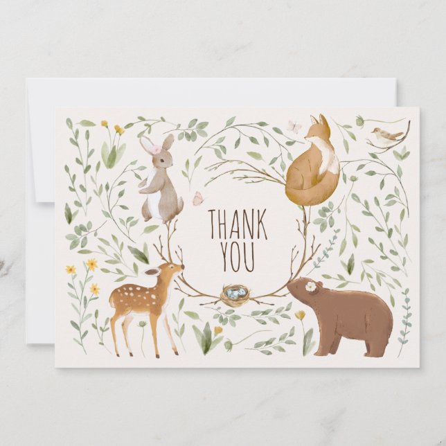 Invitación Woodland Animals Forest Friends Baby Shower (Reverso)