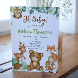 Invitación Woodland Animals Forest Friends Baby Shower