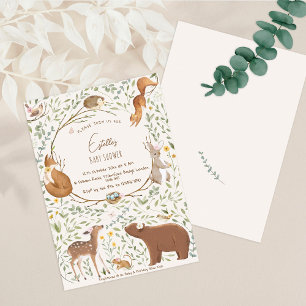 Invitación Woodland Animals Forest Friends Baby Shower