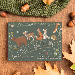 Invitación Woodland Animals Forest Friends Baby Shower