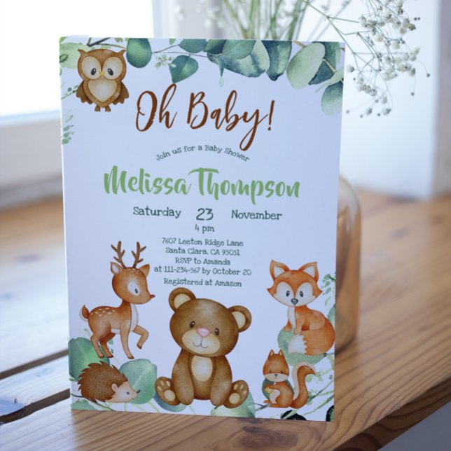 Invitación Woodland Animals Forest Friends Baby Shower (Subido por el creador)