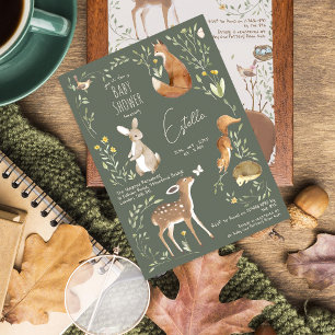 Invitación Woodland Animals Forest Friends Baby Shower