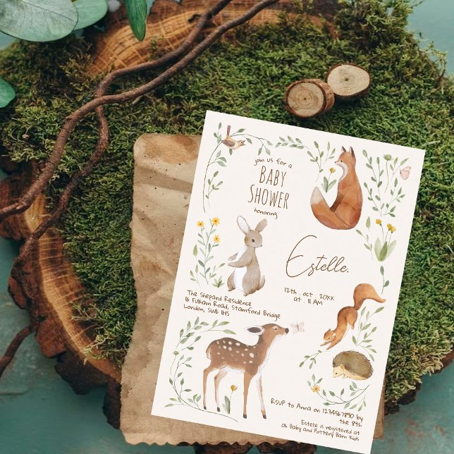 Invitación Woodland Animals Forest Friends Baby Shower (Subido por el creador)