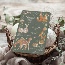 Invitación Woodland Animals Forest Friends Baby Shower