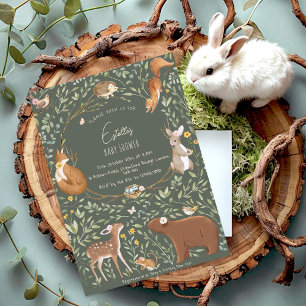 Invitación Woodland Animals Forest Friends Baby Shower