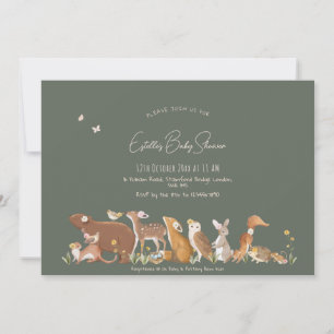 Invitación Woodland Animals Forest Friends Baby Shower