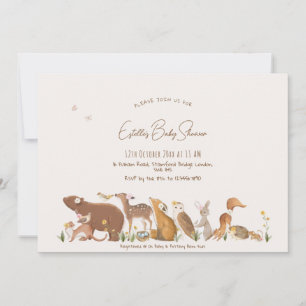 Invitación Woodland Animals Forest Friends Baby Shower