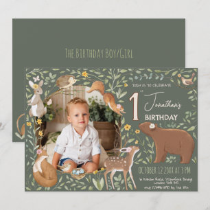 Invitación Woodland Animals Forest Friends Baby Shower