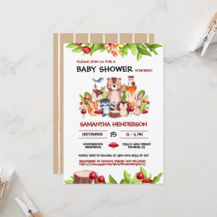 Invitación Woodland Animals Género Neutral Baby Shower
