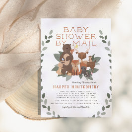 Invitación Woodland Animals & Greenery Baby Shower Por Correo