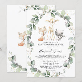 Invitación Woodland Animals Greenery Baby Shower por correo