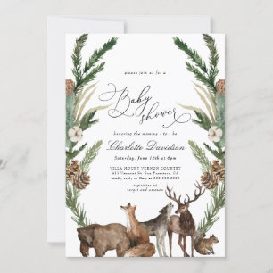 Invitación Woodland Animals Greenery Boy Baby Shower